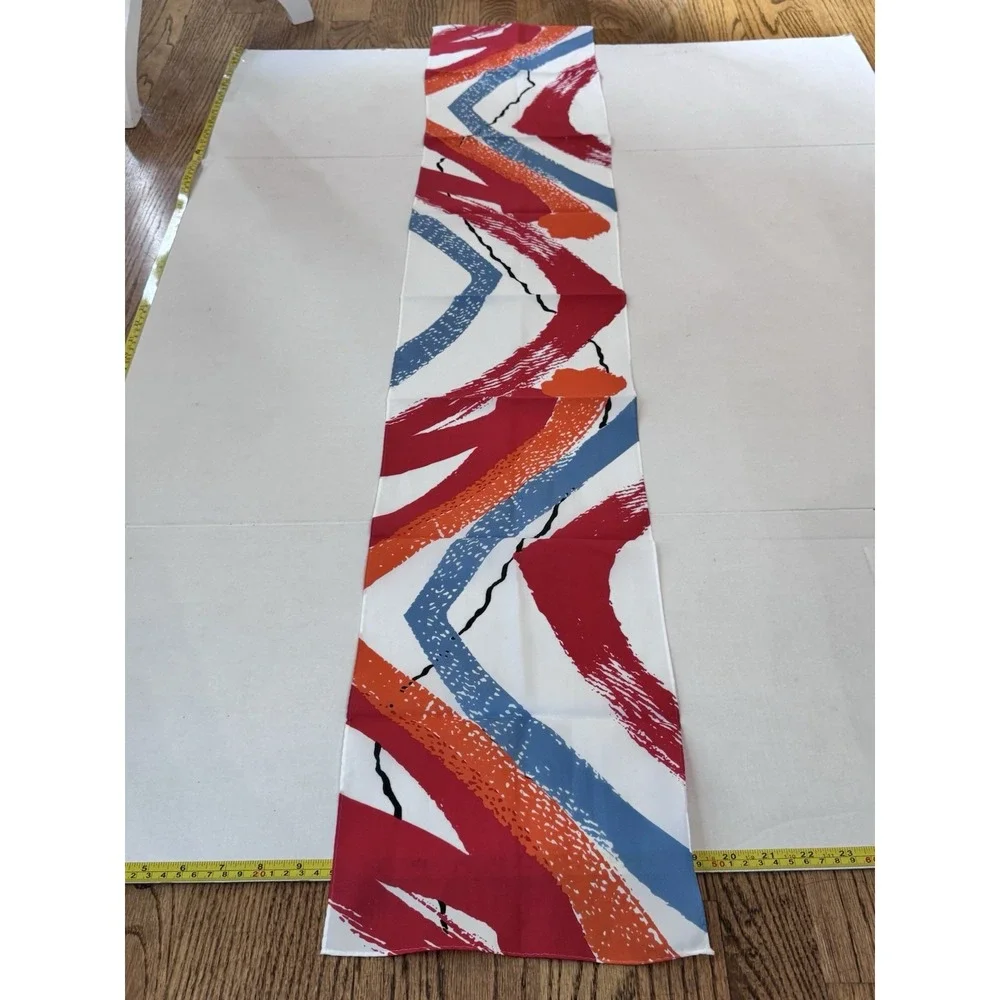 Vintage 80s‎ Avon Scarf Red Blue Brushstroke Print 52